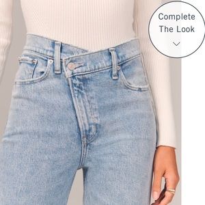 Abercrombie & Fitch asymmetrical ultra high rise straight leg jeans